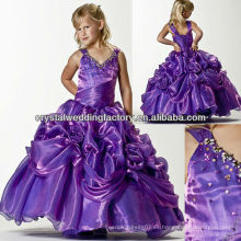 El envío libre 2013 rebordeó el vestido púrpura CWFaf5194 de la muchacha de flor del desfile del vestido de bola